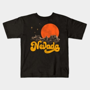 Vintage State of Nevada Mid Century Distressed Aesthetic Kids T-Shirt